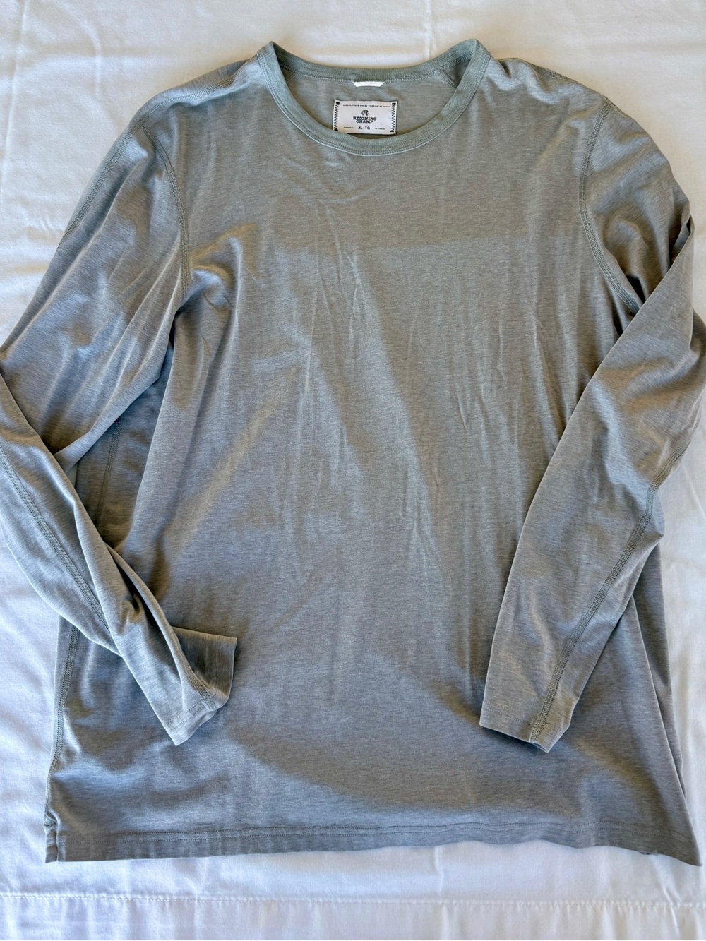 Reigning Champ Made in Canada Long Sleeve Crewneck Shirt Grey XL